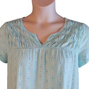 Croft & Barrow Women's Blue Full Length Floral Print Nightgown Loungewear